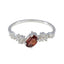 Garnet Halo Korean Silver Red Gemstone Elegant  Contemporary Ring Jewellery