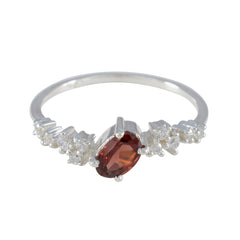 Garnet Halo Korean Silver Red Gemstone Elegant  Contemporary Ring Jewellery