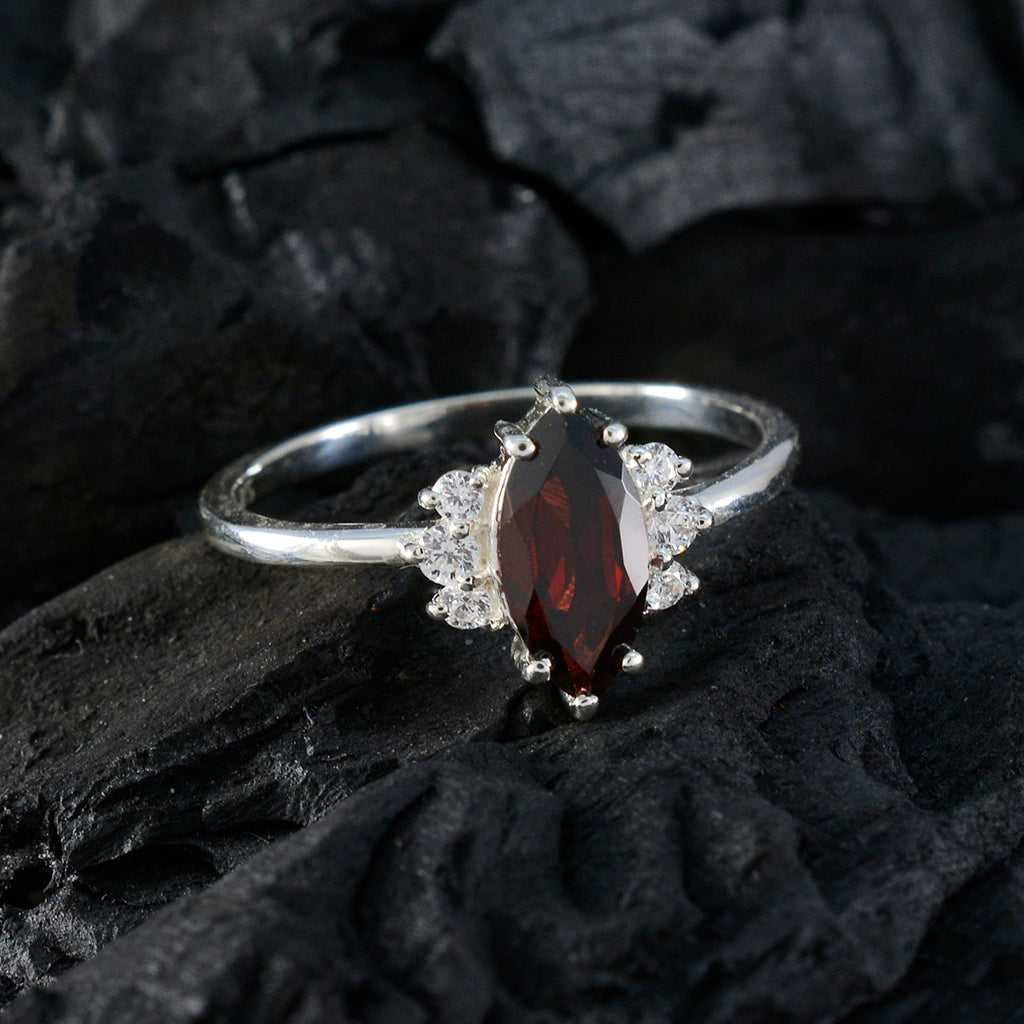 Garnet Halo Turkish 925 Silver Red Gems Delicate Trendy Ring Jewellery