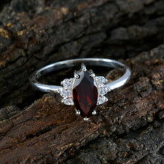 Garnet Halo Turkish 925 Silver Red Gems Delicate Trendy Ring Jewellery