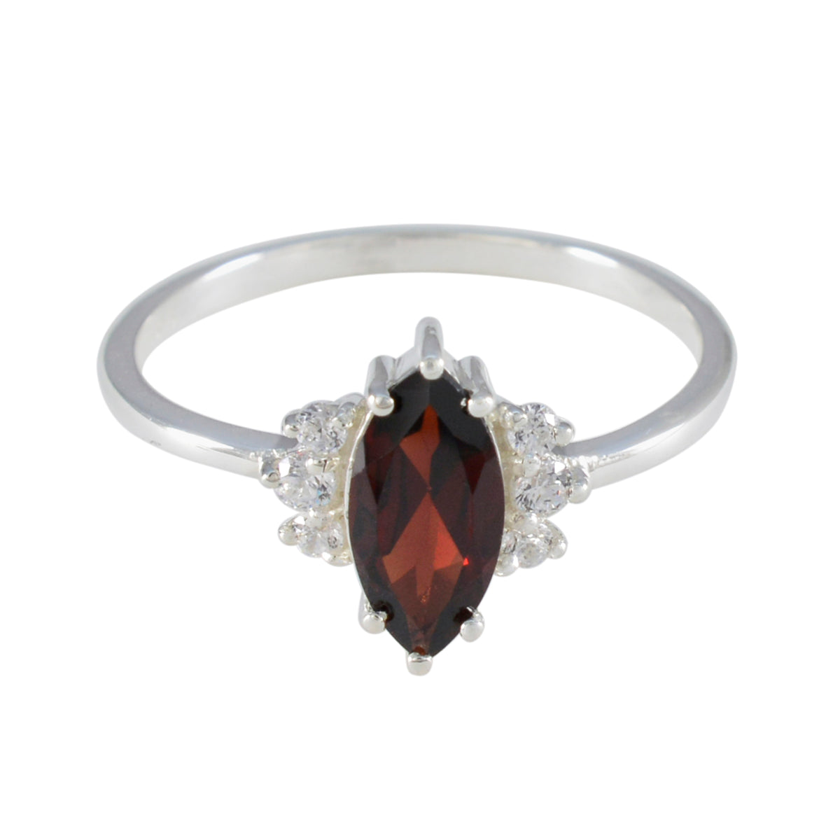 Garnet Halo Turkish 925 Silver Red Gems Delicate Trendy Ring Jewellery
