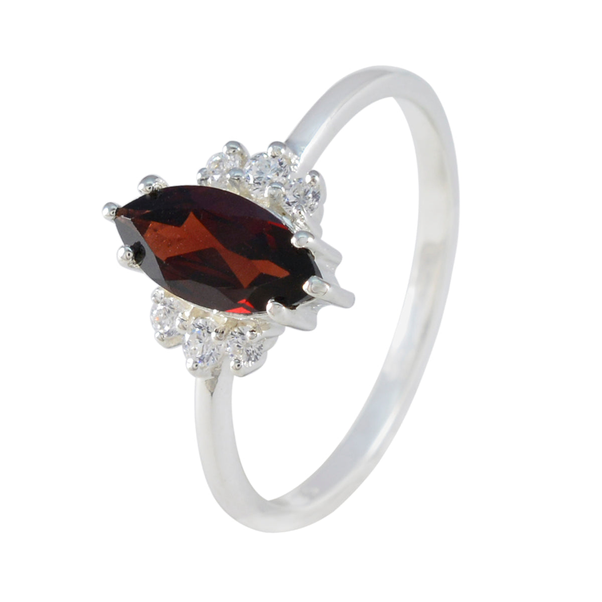 Garnet Halo Turkish 925 Silver Red Gems Delicate Trendy Ring Jewellery