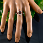 Garnet Penta Egyptian 925 Silver Red Gemstones Featherlight Fairytale Ring Jewelry