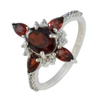 Garnet Penta Egyptian 925 Silver Red Gemstones Featherlight Fairytale Ring Jewelry
