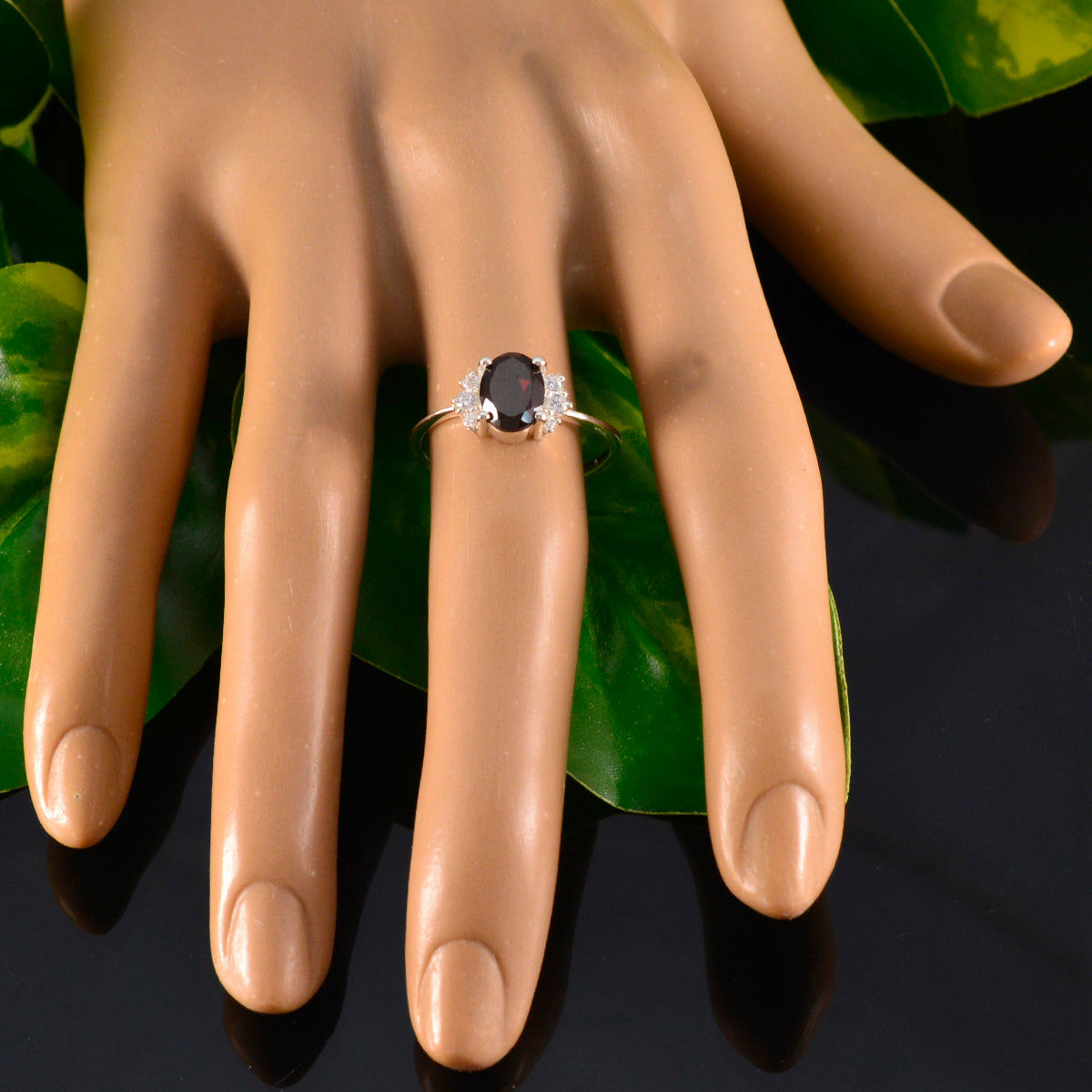 Garnet Halo Turkish 925 Sterling Silver Red Gemstone Delicate Luxurious Ring Jewelry