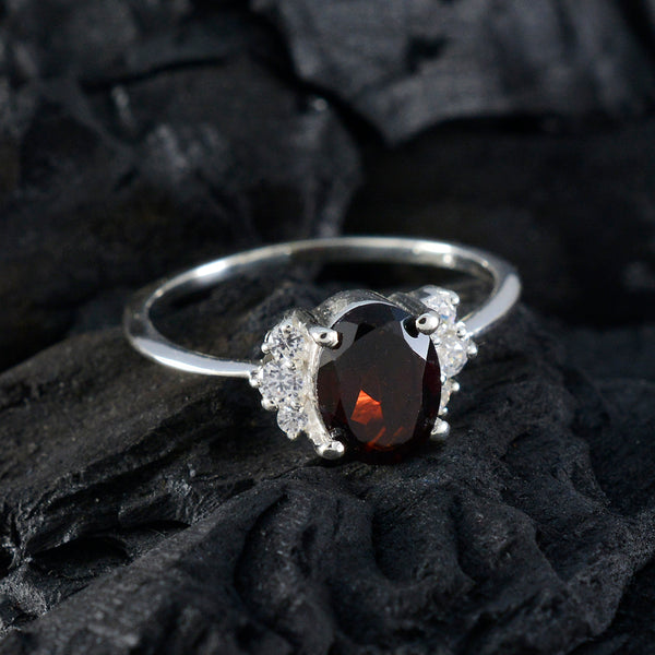 Garnet Halo Turkish 925 Sterling Silver Red Gemstone Delicate Luxurious Ring Jewelry