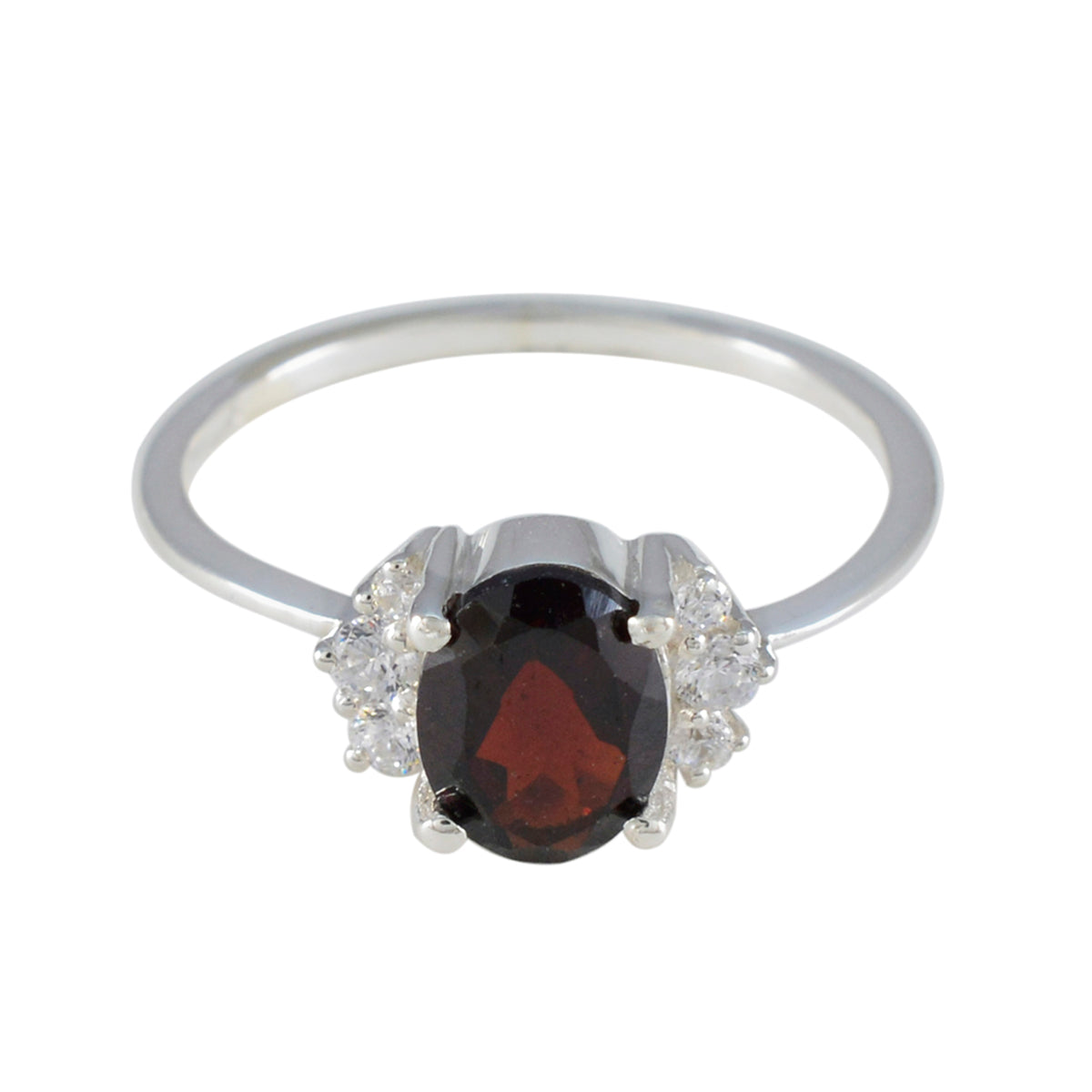 Garnet Halo Turkish 925 Sterling Silver Red Gemstone Delicate Luxurious Ring Jewelry メイン画像