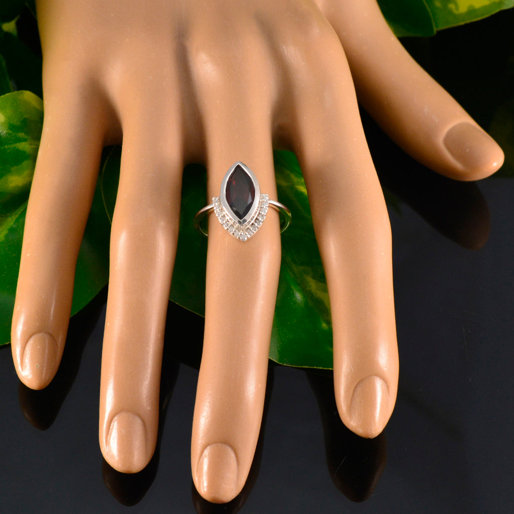 Garnet Halo American 925 Sterling Silver Red Gems Whisper thin Luxurious Ring Jewellery