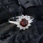 Garnet Halo Turkish Silver Red Gemstones Delicate Modern Ring Jewelry