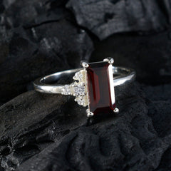 Garnet Halo American 925 Silver Red Gemstone Dainty Feminine Ring Jewelry
