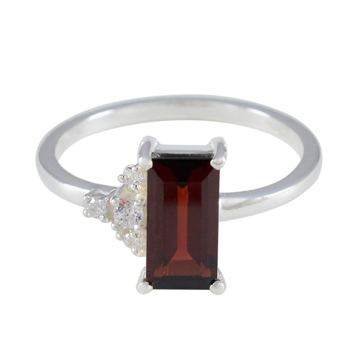 Garnet Halo American 925 Silver Red Gemstone Dainty Feminine Ring Jewelry メイン画像