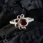 Garnet Hepta Korean 92.5 Silver Red Gemstones Whisper thin Graceful Ring Jewellery