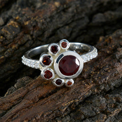 Garnet Hepta Korean 92.5 Silver Red Gemstones Whisper thin Graceful Ring Jewellery