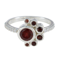 Garnet Hepta Korean 92.5 Silver Red Gemstones Whisper thin Graceful Ring Jewellery