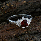 Garnet Halo Turkish Silver Red Gemstone Dainty Luxurious Ring Jewellery