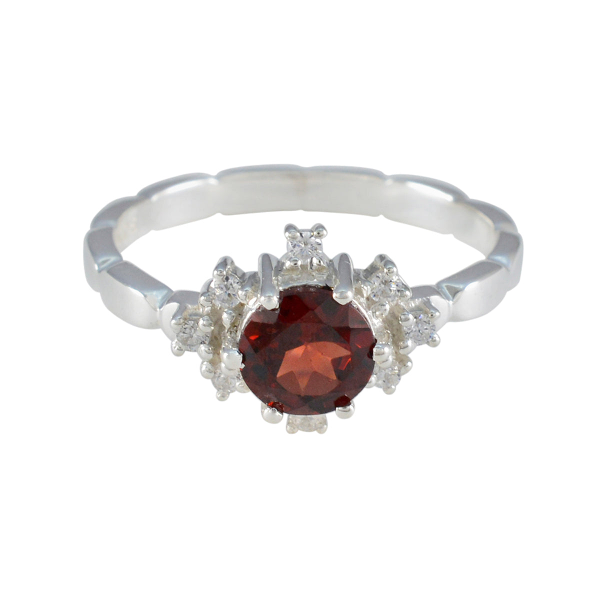 Garnet Halo Turkish Silver Red Gemstone Dainty Luxurious Ring Jewellery