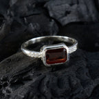 Garnet Halo Korean 925 Silver Red Gems Delicate Modern Ring Jewelry