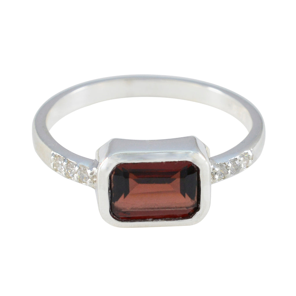 Garnet Halo Korean 925 Silver Red Gems Delicate Modern Ring Jewelry