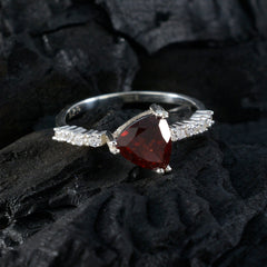 Garnet Halo Korean 925 Silver Red Gemstone Elegant  Modern Ring Jewelry