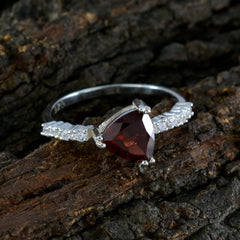 Garnet Halo Korean 925 Silver Red Gemstone Elegant  Modern Ring Jewelry