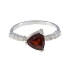 Garnet Halo Korean 925 Silver Red Gemstone Elegant  Modern Ring Jewelry