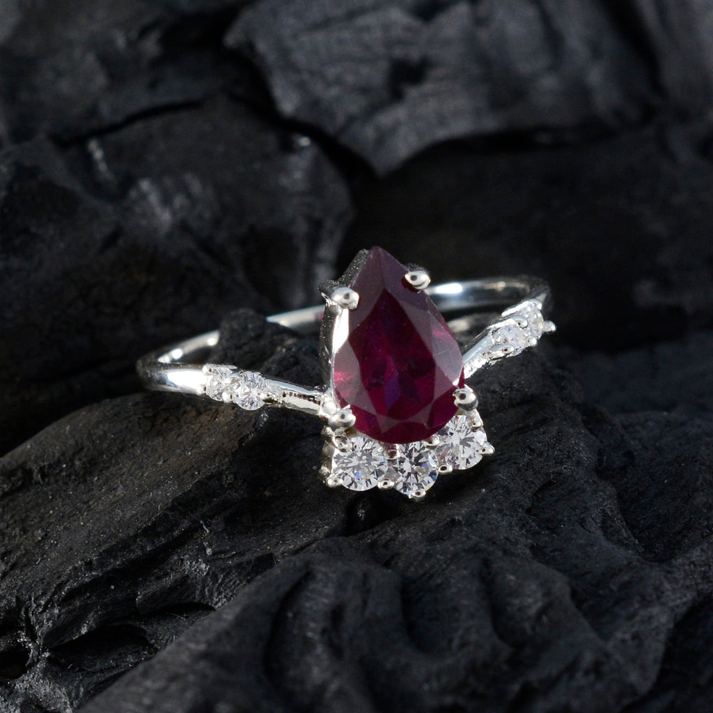 Garnet Halo Japanese 92.5 Silver Red Gemstones Delicate Contemporary Ring Jewellery