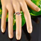 Garnet Trilogy Korean Silver Red Gemstone Whisper thin Fairytale Ring Jewelry