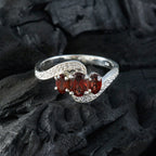 Garnet Trilogy Korean Silver Red Gemstone Whisper thin Fairytale Ring Jewelry