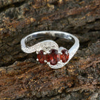Garnet Trilogy Korean Silver Red Gemstone Whisper thin Fairytale Ring Jewelry