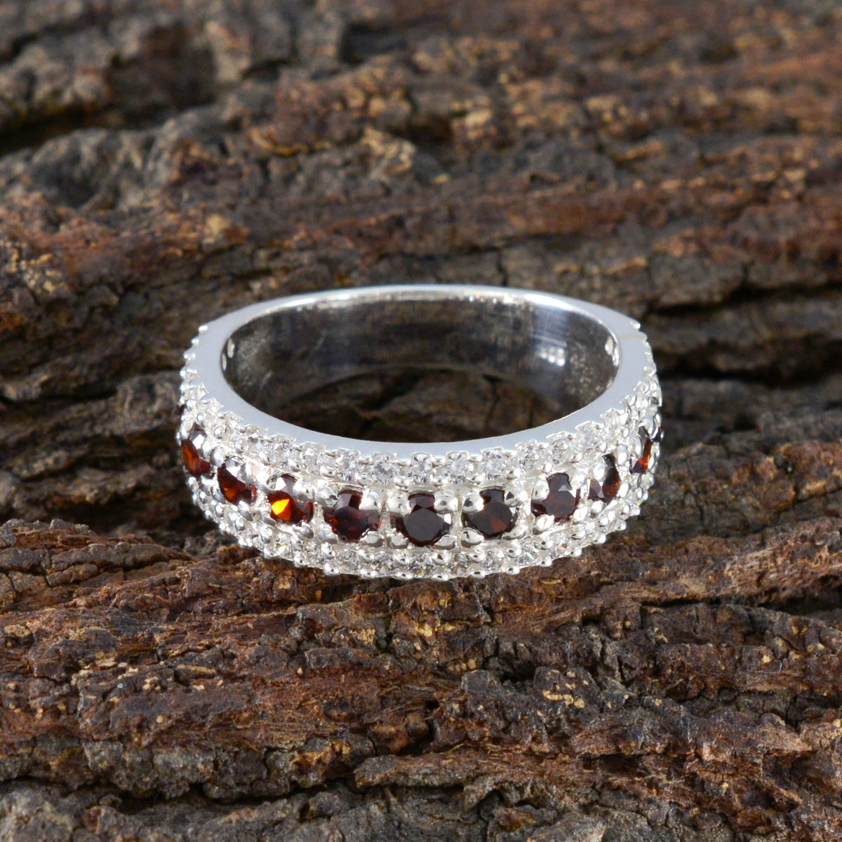 Garnet multiple Moroccan 92.5 Silver Red Gemstone Minimal Graceful Band Jewellery