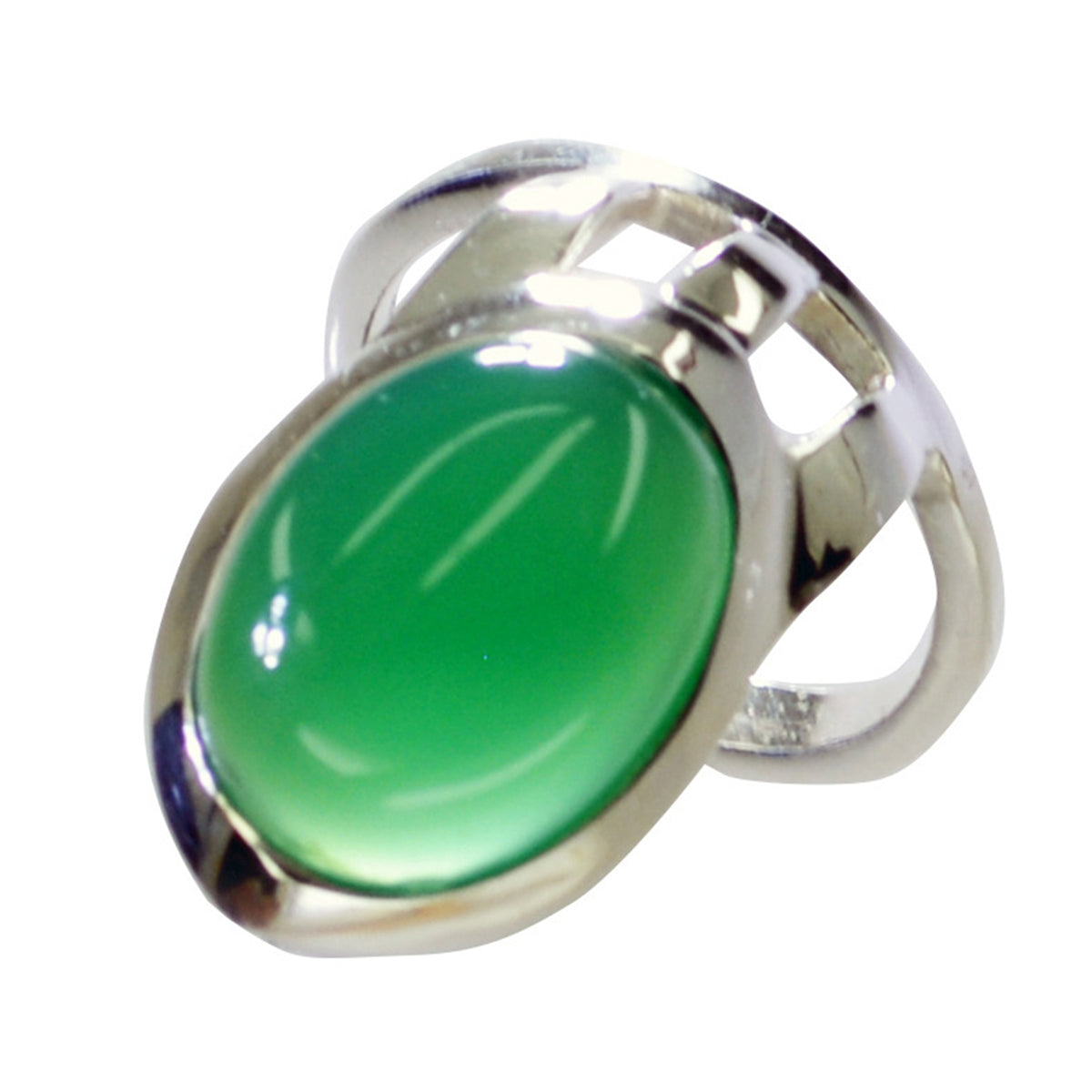 Green Onyx Solitaire German 925 Sterling Silver Green Gems Essential  Signet Ring Jewellery Main image