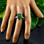 Green Onyx Solitaire African 92.5 Silver Green Gemstone Eye catching Graceful Ring Jewelry