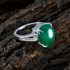 Green Onyx Solitaire African 92.5 Silver Green Gemstone Eye catching Graceful Ring Jewelry