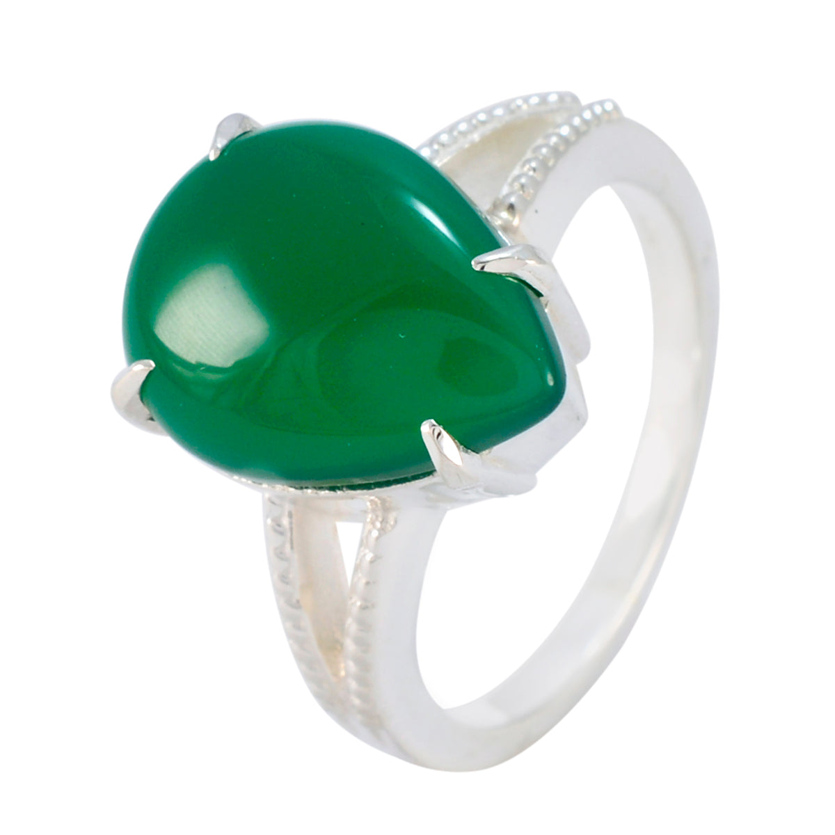 Green Onyx Solitaire African 92.5 Silver Green Gemstone Eye catching Graceful Ring Jewelry