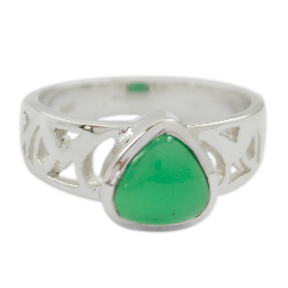 Green Onyx Solitaire Russian Silver Green Gemstone Classic Romantic Ring Jewellery