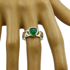Green Onyx Solitaire Russian Silver Green Gemstone Classic Romantic Ring Jewellery