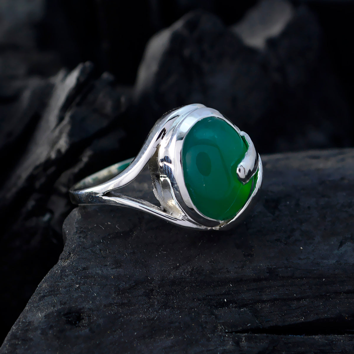 Rainbow Moonstone Solitaire German 92.5 Silver White Gems Tiny Modern Ring Jewelry