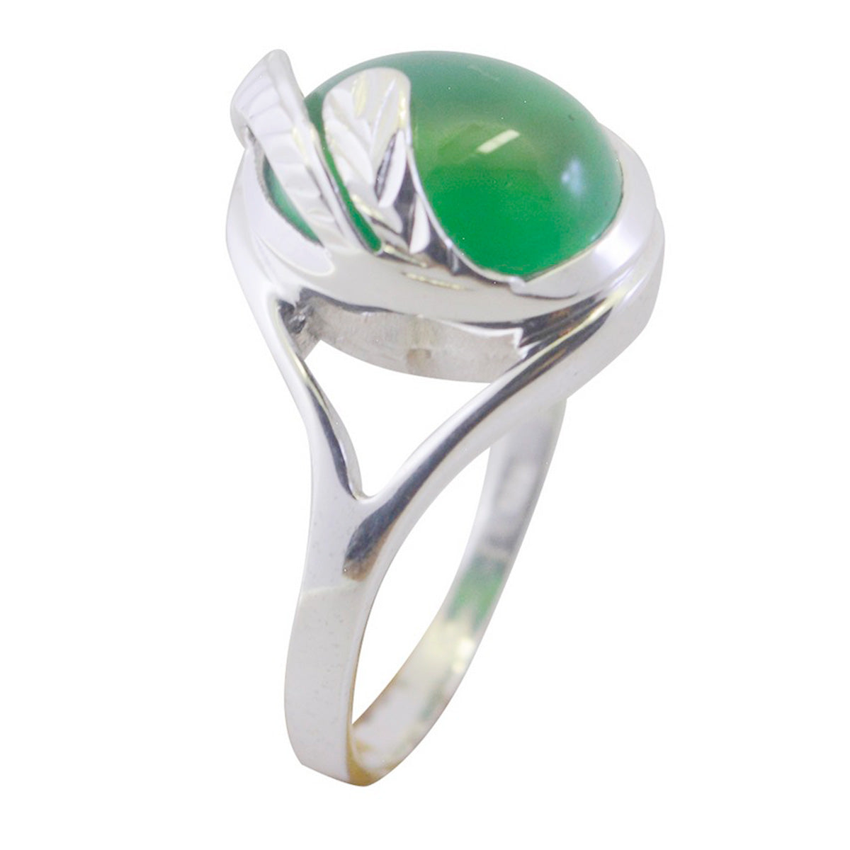 Green Onyx Solitaire Indian 925 Sterling Silver Green Gemstone Tiny Contemporary Ring Jewellery