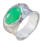Green Onyx Solitaire German Sterling Silver Green Gemstones Edgy Oversized Band Jewelry
