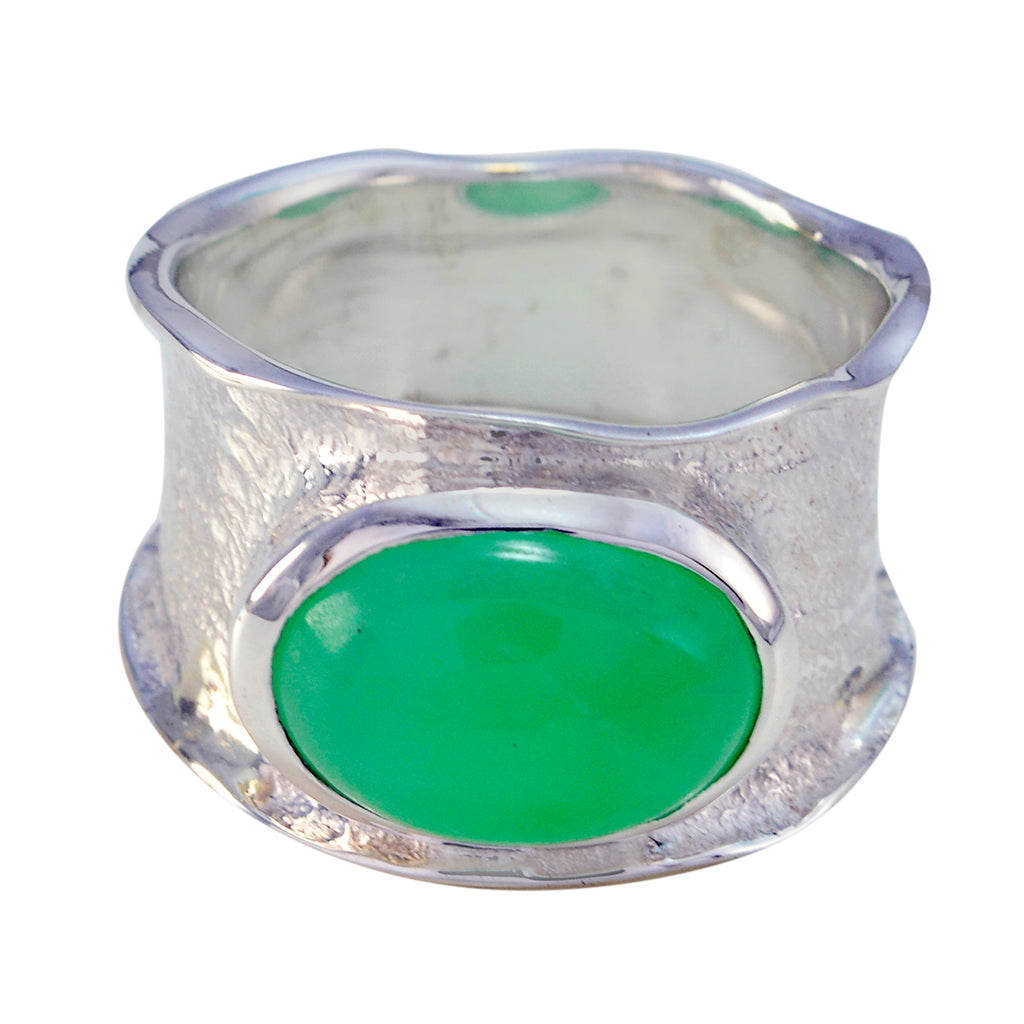 Green Onyx Solitaire German Sterling Silver Green Gemstones Edgy Oversized Band Jewelry