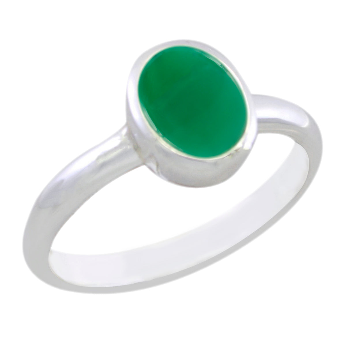 Green Onyx Solitaire Korean 925 Sterling Silver Green Gemstone Delicate Fairytale Ring Jewellery Immagine principale del prodotto