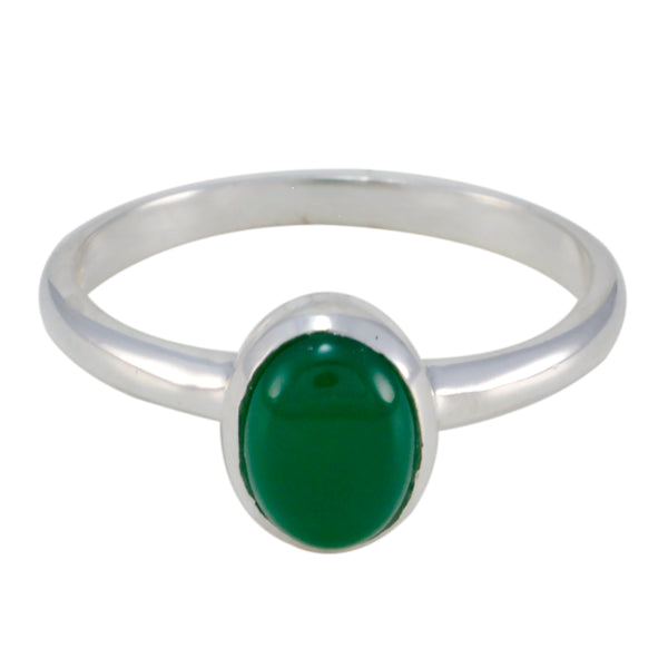 Green Onyx Solitaire Korean 925 Sterling Silver Green Gemstone Delicate Fairytale Ring Jewellery