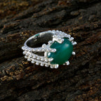 Green Onyx Solitaire German Sterling Silver Green Gemstone Statement Signet Ring Jewelry