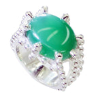 Green Onyx Solitaire German Sterling Silver Green Gemstone Statement Signet Ring Jewelry
