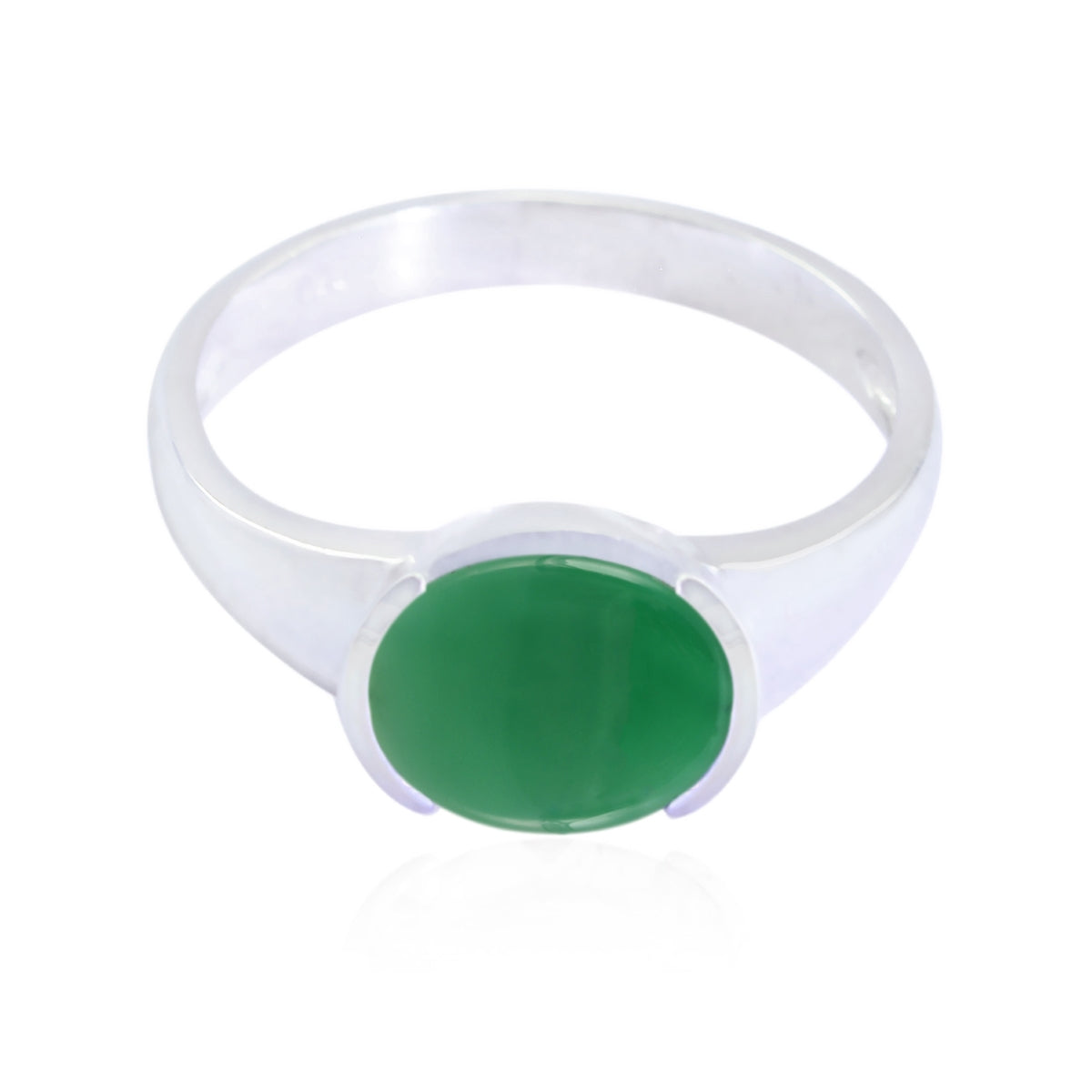 Green Onyx Solitaire American 925 Sterling Silver Green Gems Dainty Modern Ring Jewellery Image principale du produit