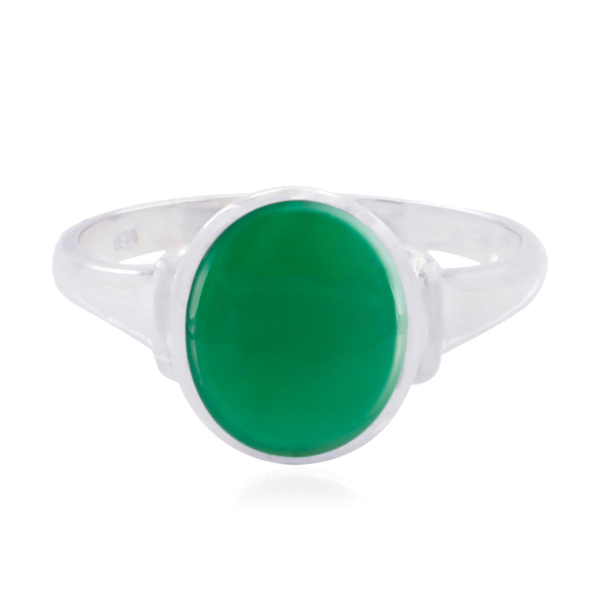 Green Onyx Solitaire Indian Sterling Silver Green Gems Slim Cultural Ring Jewellery Image principale du produit