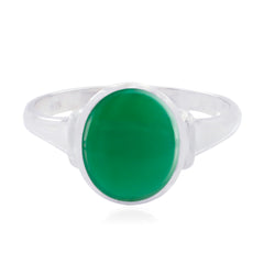 Green Onyx Solitaire Indian Sterling Silver Green Gems Slim Cultural Ring Jewellery