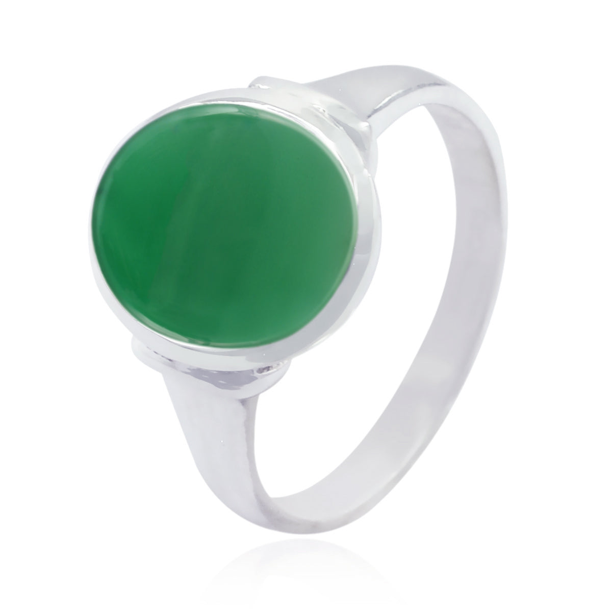 Green Onyx Solitaire Indian Sterling Silver Green Gems Slim Cultural Ring Jewellery
