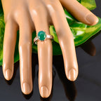 Green Onyx Solitaire Egyptian Silver Green Gemstone Classic Glamorous Ring Jewellery