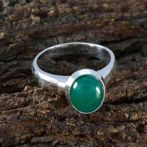 Green Onyx Solitaire Egyptian Silver Green Gemstone Classic Glamorous Ring Jewellery